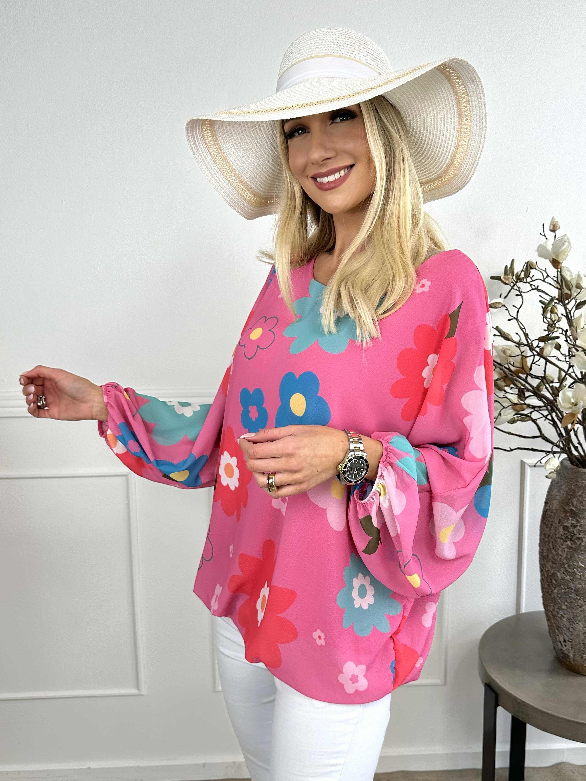 Destiny Flower - Bluse i chiffon med blomstermotiver